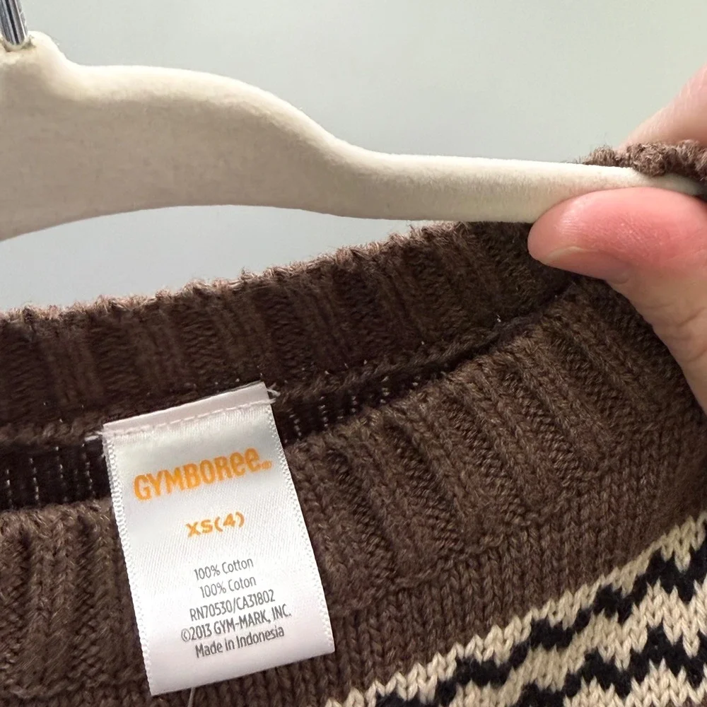 Gymboree Boys Brown Fair Isle Cotton Knit Sweater NWT Size XS 4